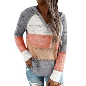 Knitted Women's V-Neck Hoodie